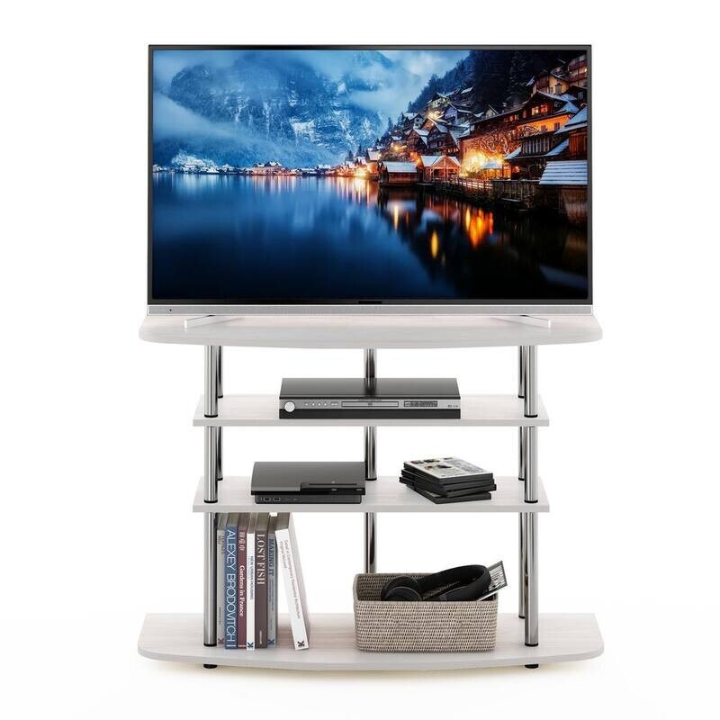 Small TV Stand Corner Console Entertainment Center For 46 inch Living Room White