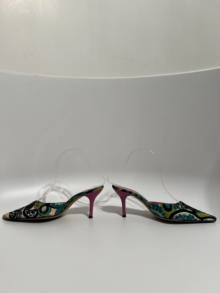 Tacones de mula vintage Dolce & Gabbana verdes florales 36 Foto 3 de 4