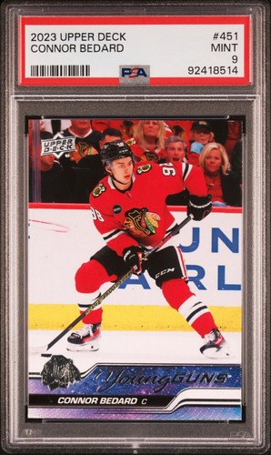PSA 9 2023 Upper Deck Connor Bedard Young Guns Rookie RC #451