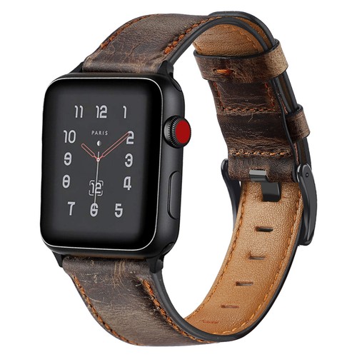 Correa de correa para Apple Watch iWatch 38/40/42/44/41/45 mm correa de reloj de cuero genuino - Imagen 27 de 37