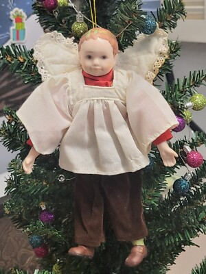 Vintage Christmas Porcelain Laced Boy Choir Angel Ornament Tree Topper