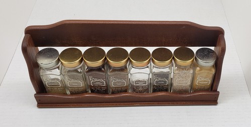 Set of 8 Old Village Spices Jars With Wood Rack Made in USA Bottle Tulsa - Picture 4 of 10