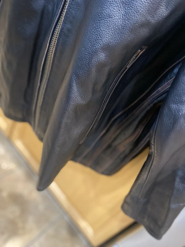 🍁Chaqueta de motocicleta de cuero envejecido remache negro $750 para hombre | 3XL |Marrón | Nueva con etiquetas Foto 4 de 4