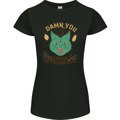 Evil Cat Damn You Mercury Retrograde Womens Petite Cut Maglietta