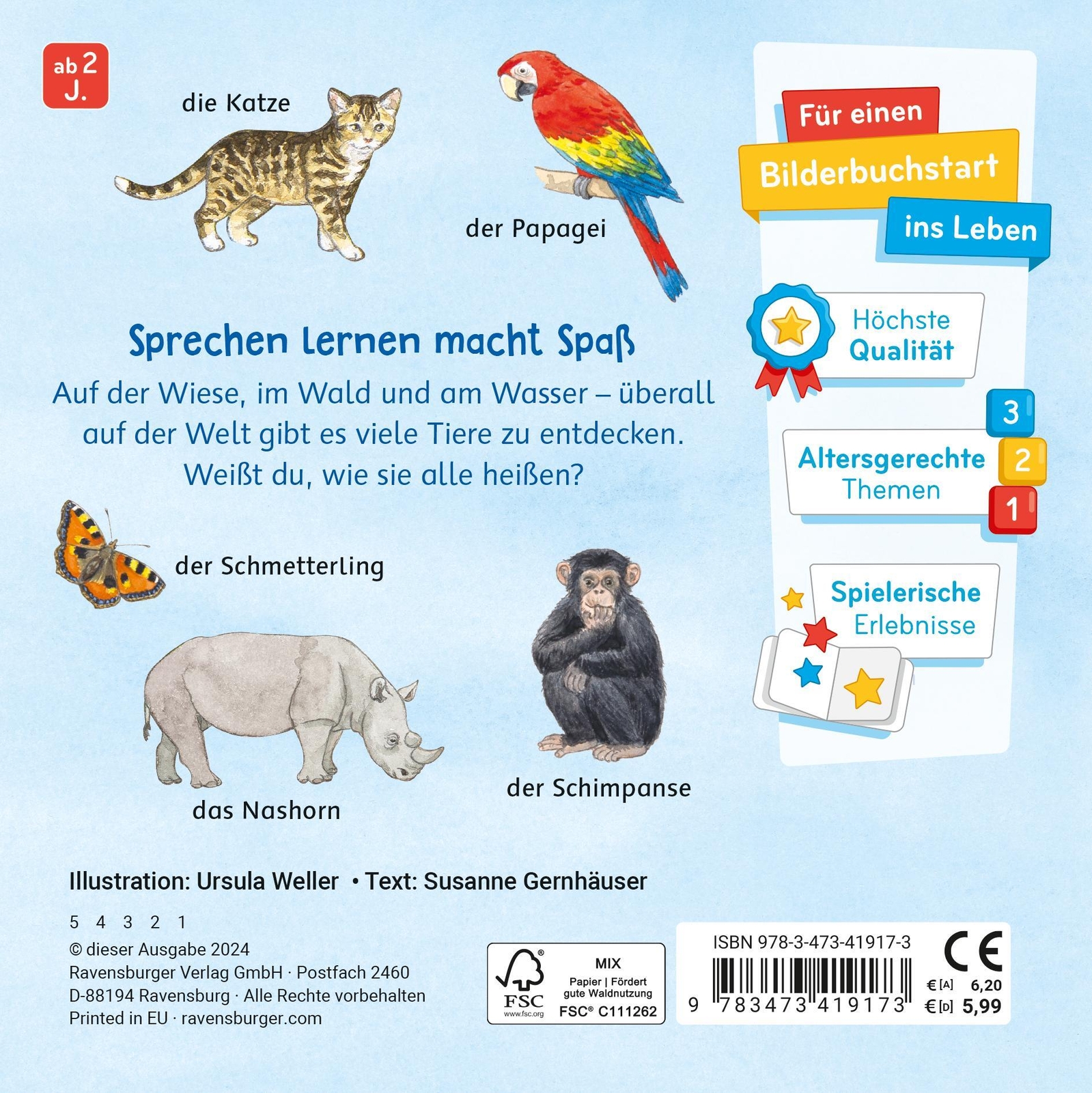 Thumbnail - Susanne Gernhäuser | Mein Bilder-wörterbuch: Unsere Tiere | Buch |