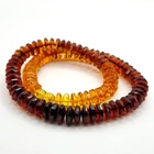 VINTAGE BALTIC AMBER GENUINE STONE FACETED BUTTON BEADS NECKLACE