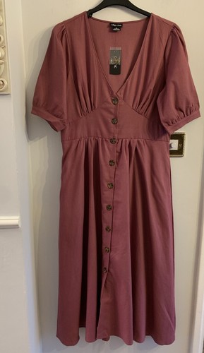 BNWT City Chic (bought@Evans) Sunset Stroll Midi Dress size 14 Pink 55% Linen - Picture 2 of 15