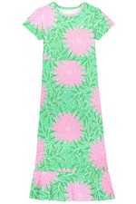 Women's Dress - Printed Floral Dress - Small - Bright Pink Green