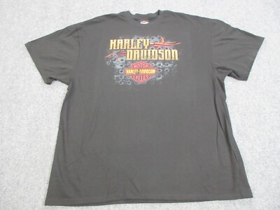Harley Davidson Shirt Mens 2XL XXL Black Motorcycle Bike Biker Spell Out Logo