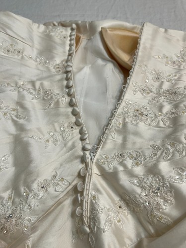 San Patrick Wedding Dress Ivory Silk Beaded Strapless Size 12 Elegant - Picture 6 of 14