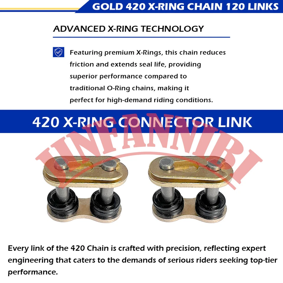 Gold 420 X-Ring Chain 120 Links & Connecting Master Link for Yamaha DT50 1988-90 Foto 4 de 4