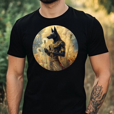 Herren T-Shirt Anubis Gott mit Löwenzahn Motiv Baumwolle Größe XS bis 5XL