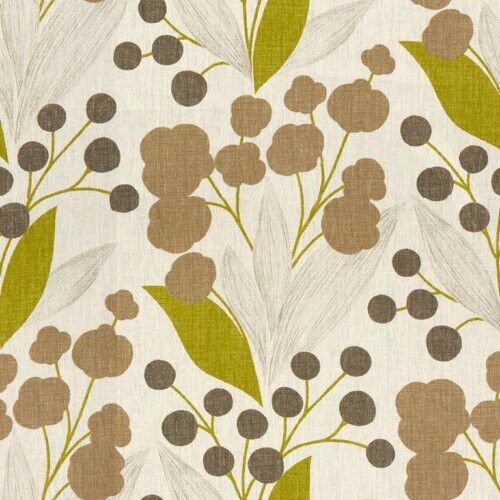 Kravet Modern Floral Linen Print Upholstery Fabric- Capparis Olive Tree 5.30 yd - Picture 1 of 4