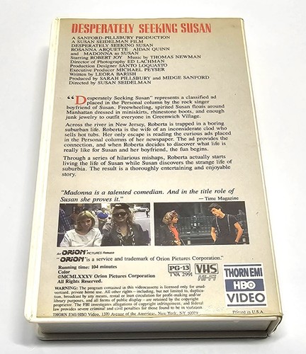 Desperately Seeking Susan VHS 1985 Thorn EMI HBO Big Box - Picture 14 of 20