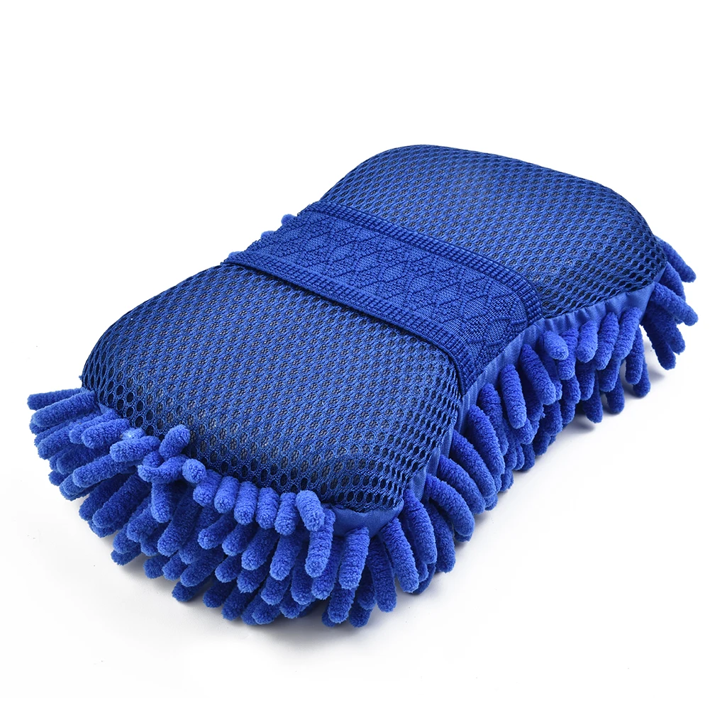 Blue Microfiber Chenille Car Wash Sponge and Cleaning Tool Accessories