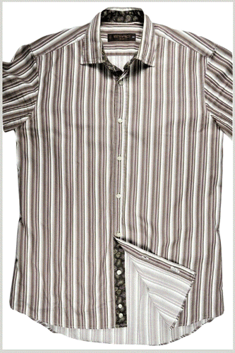 Camisa de vestir ETRO Milano para hombre M a rayas puño de contraste hecho en Italia elegante - Imagen 11 de 11