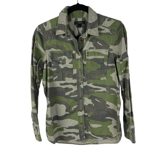 J Crew Camouflage Button Up Top Shirt Größe 4 Small Camo Print