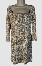 $895 Alice + Olivia Women's Gold Embroidered Wide-shoulder Fitted Dress Size 10