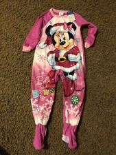 Minnie Mouse Christmas Bells and Bows Fleece Pajama Sleeper Set, Size 4T