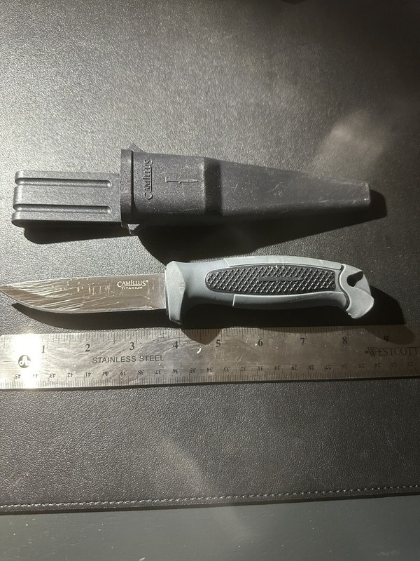Camillus Titanium Fixed Blade Knife With Sheath