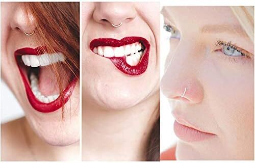 Fake Nose Ring Non Piercing Nose Hoop Fake Faux Septum Jewelry Fake Lip Rings Un - Picture 6 of 7