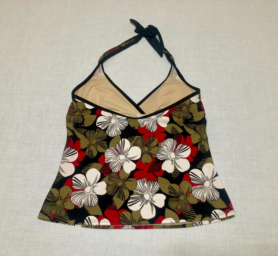 Tankini Halter para Mujer Baltex Talla 8 Estampado Floral Flores Rojo Verde Blanco Foto 3 de 4