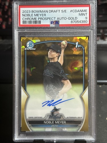 2023 Bowman Chrome Draft Sapphire Noble Meyer 1st Gold Auto /50 Mint PSA 9 - Bild 1 von 2