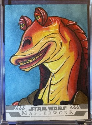2024 Topps Star Wars Masterwork Jar Jar Binks Sketch Card By Rebeca Louro 1/1