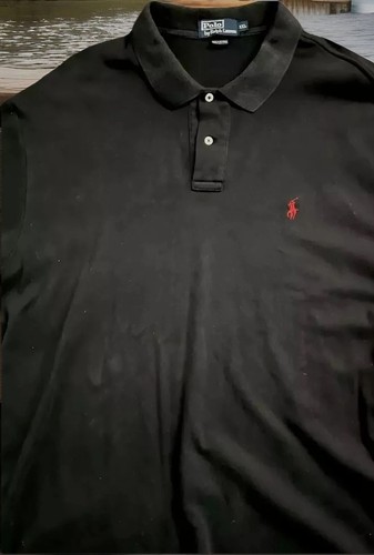 POLO RALPH LAUREN CLASSIC PIMA COTTON POLO SHIRT BLACK/w RED LOGO MENS SIZE XXL - Picture 5 of 6