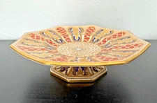 Antique 1870 Davenport Longport Staffordshire Octagonal Porcelain Compote 