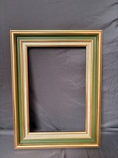 Ancien Cadre Doré Vert Rectangle 24x35 35x24cm