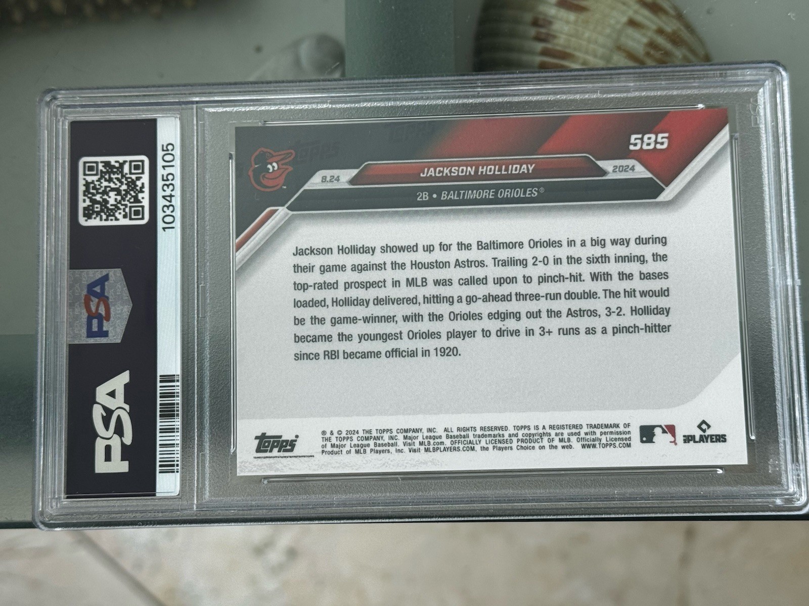 2024 Topps Now - Jackson Holliday #585 /3283 (RC) MINT PSA 9 view 2