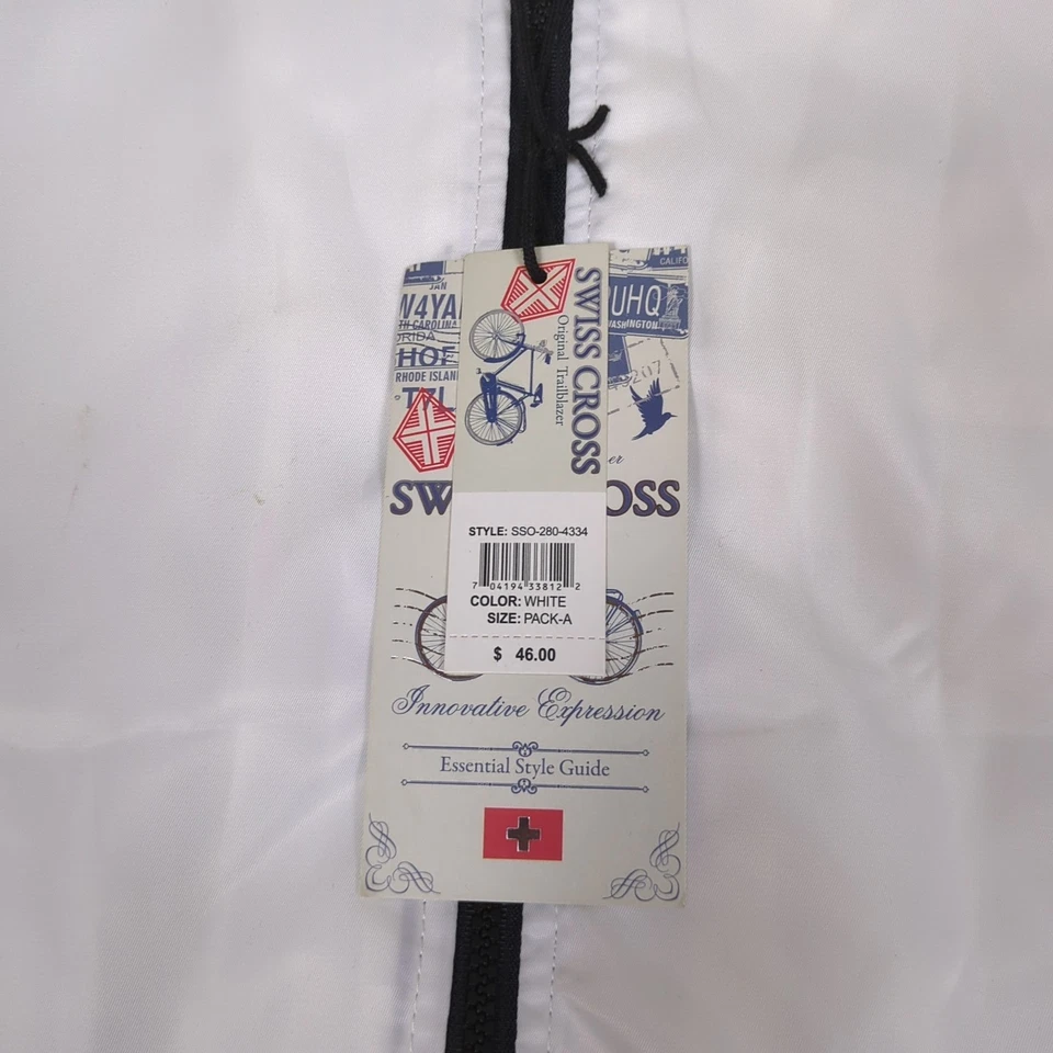 Swiss Cross Bomber Jacket Mens Extra Large White Black Trim Trailblazer Full Zip - Image 3 of 4