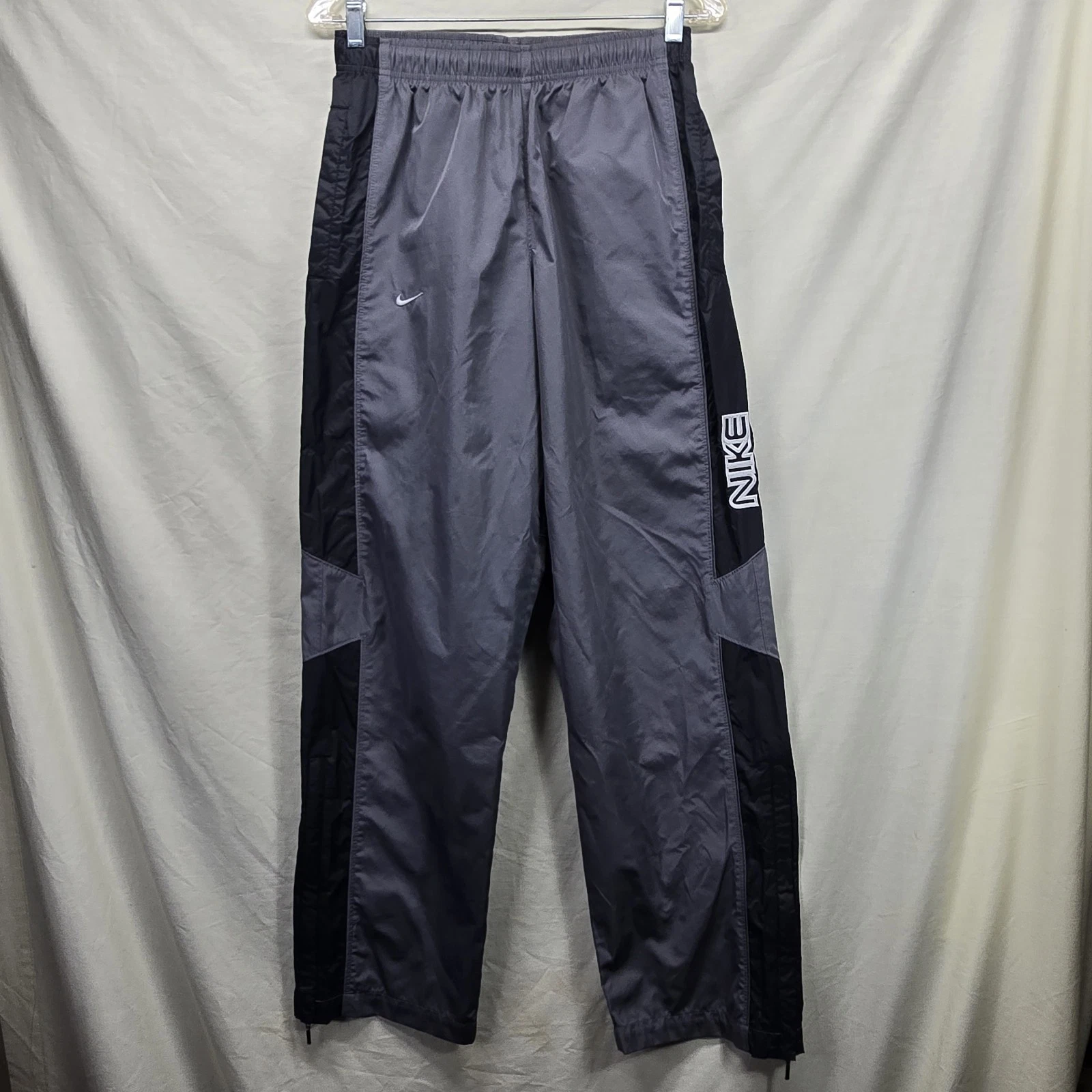 Nike Golf Pull Over Windbreaker Nylon Track Pants Men SMALL Gray/Black Ankle Zip