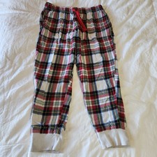 Old Navy Flannel Pajama Jogger Pants Medium White Tartan Plaid Christmas PJs M