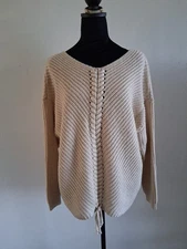 Cozy Co Women's Size M/L Tie Front Cream  Color Sweater