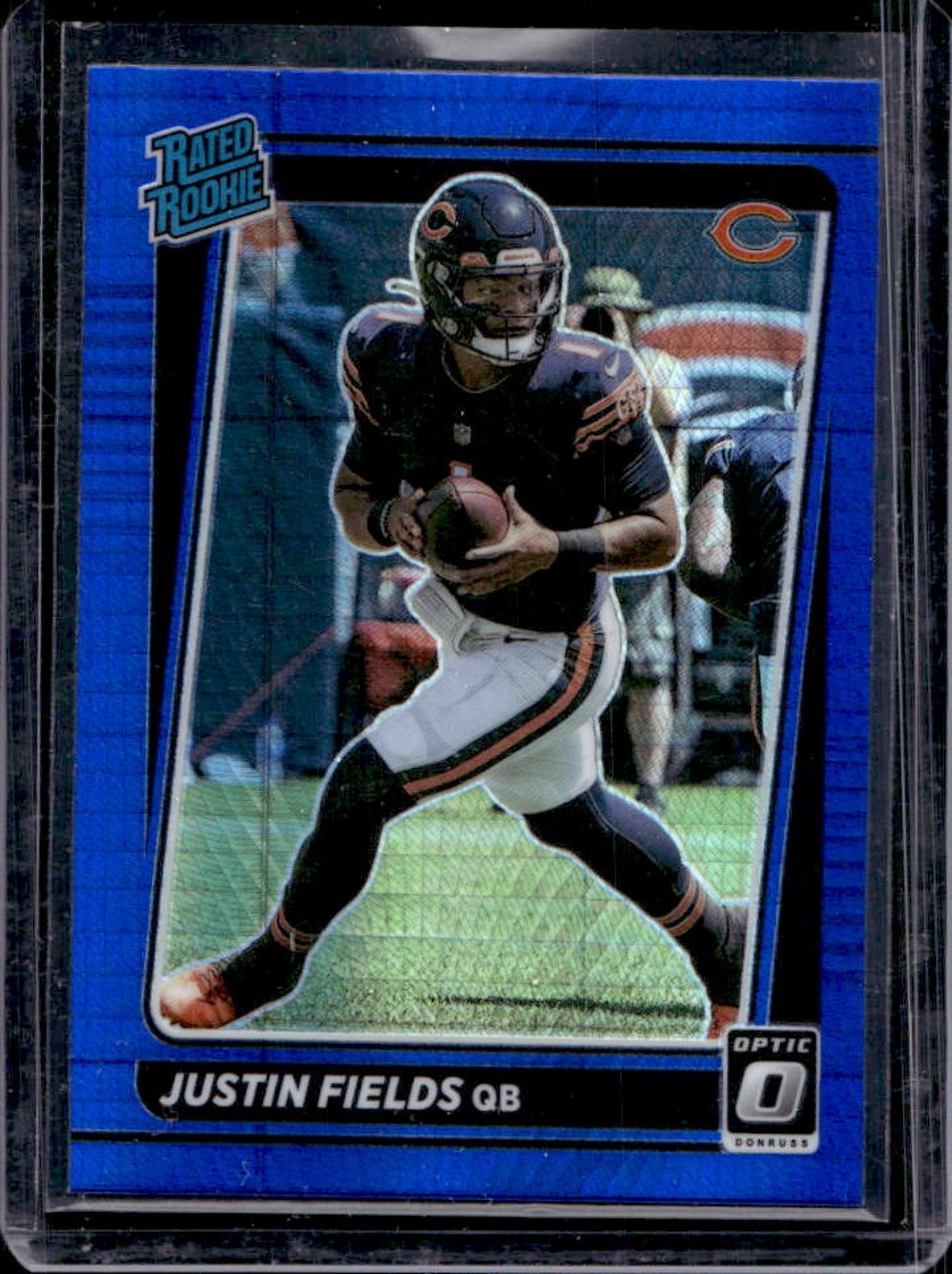 2021 Donruss Optic Justin Fields Blue Hyper Rated Rookie #204 Bears
