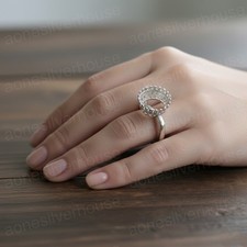 925 Sterling Silver 12x14mm Oval Semi Mount Filigree Ring-Vintage Crown Ring