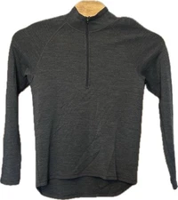 Ibex Sweater 1/4 Zip 100% Merino Wool Base Layer Grey Women M Medium Made In USA