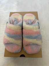 NEW in Box-UGG Fluff You Cali Collage Plush Pastel Stripe Slippers Sz 5