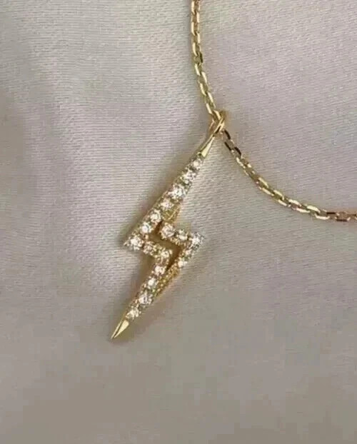 Women's Beauty Pendant Lab Created Diamond 0.10 Ct Round 14K Yellow Gold Plated