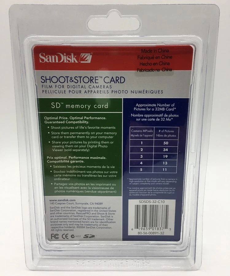 Sandisk 32 MB Shoot & Store 50 Picture Secure Digital Card (SDSDS-32-C10-NR) - Image 2 of 2