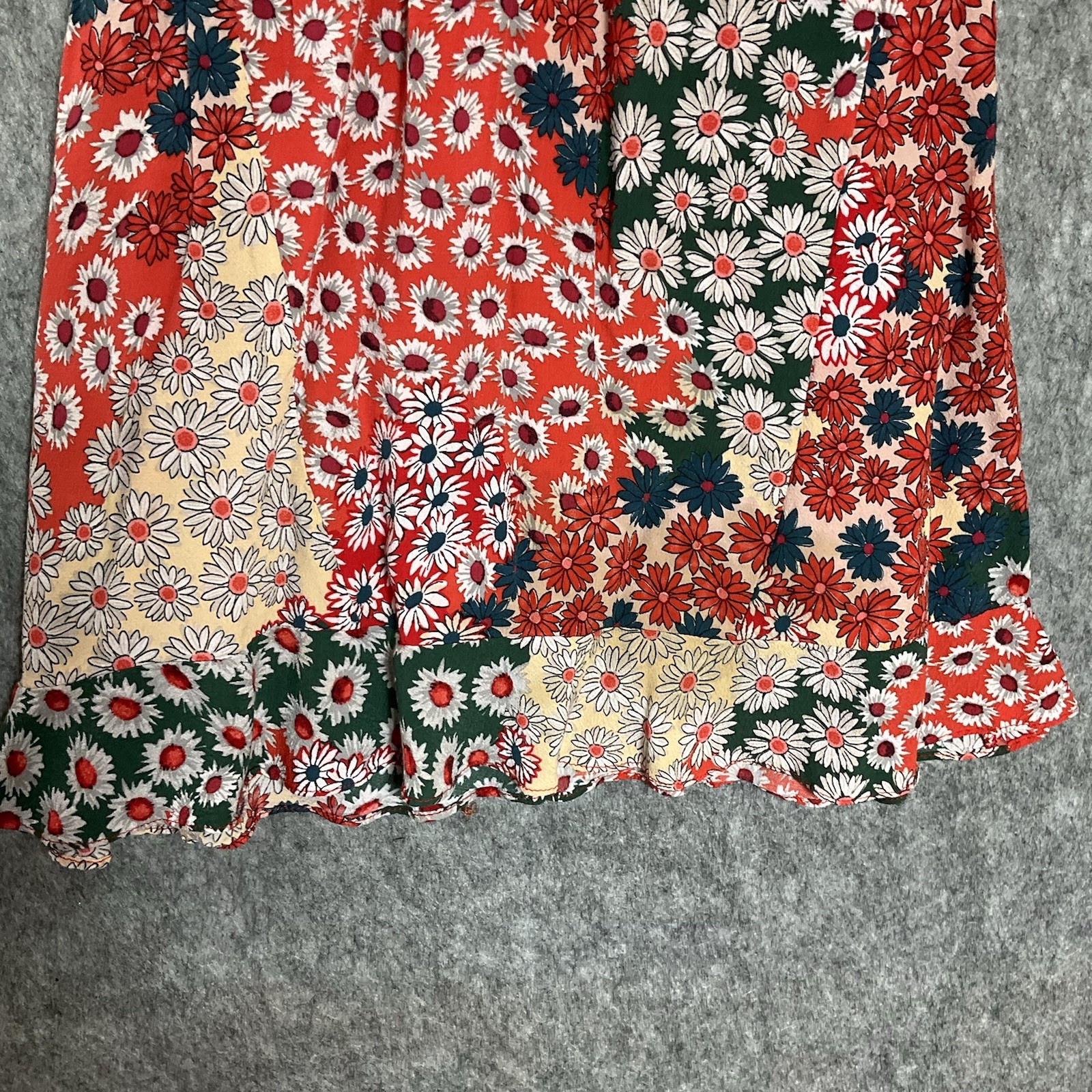 Zara Trafaluc Collection Dress Juniors Small Red Floral Patchwork Boho Festival*