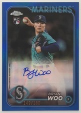 2024 Topps Chrome Update Bryan Woo Blue Refractor Auto /150 Mariners