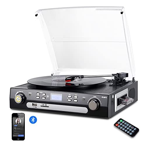 Bluetooth Vinyl Record Player with Stereo Speakers and MP3 Conversion