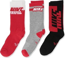 NIKE Youth Everyday Cushion Crew 3 Pair - Gfx, Multicolor - Color, Medium