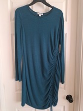 New Nine West Womens Long Sleeve Light Midi Pencil Jersey Dress. Aqua US M