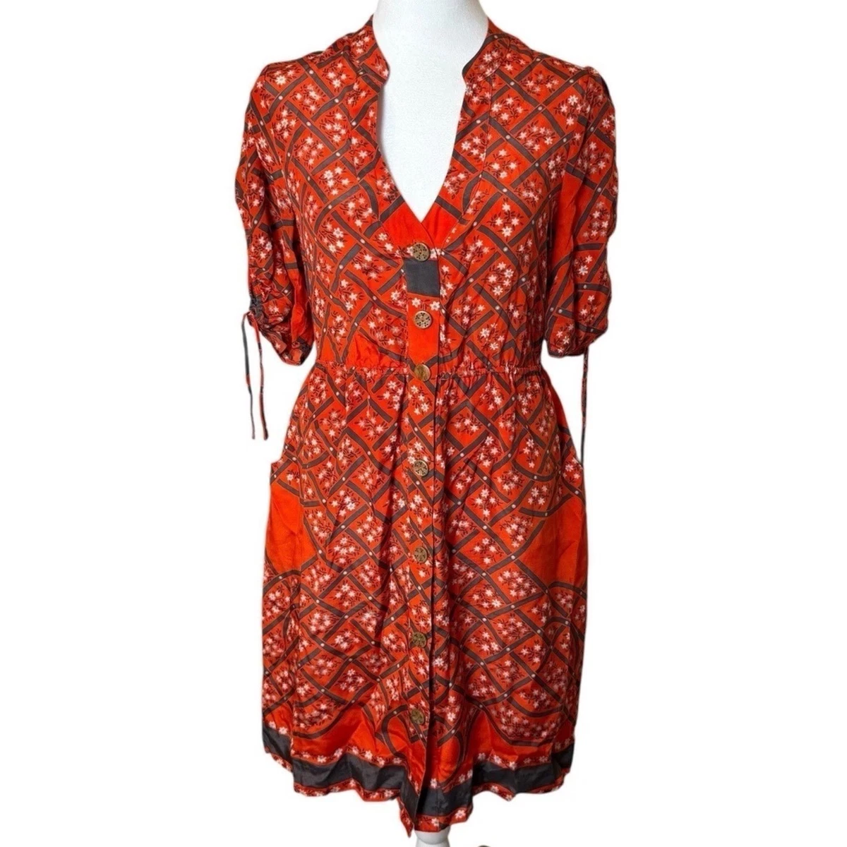 moulinette soeurs orange dress Anthropologie Moulinette Soeurs Dress Orange Floral Ruffle Sleeveless Size 4