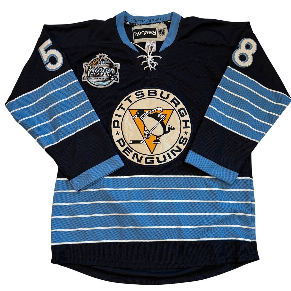 Nhl Mercury Insurance La Kings 50th Anniversary Jersey Authentic Pittsburg  Penguins Letang #58 2011 Winter Classic, image size:1200x1200