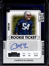 2021 Panini Contenders Cameron McGrone Auto RC Rookie Ticket #224 Patriots